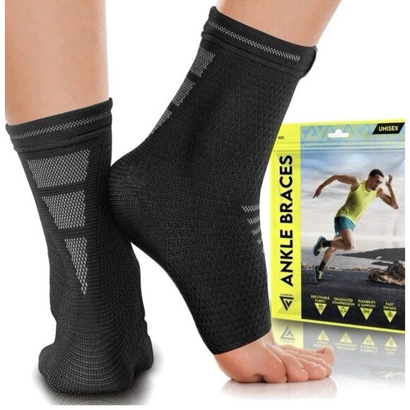 Langov Ankle Brace Pair Adult M Compression Sleeve Ankle Unisex Compression - Picture 3 of 6